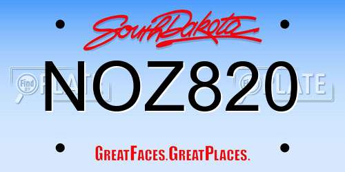 NOZ820 South Dakota License Plate