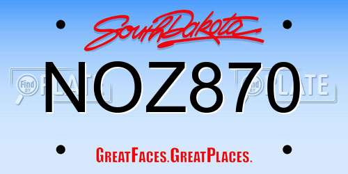 NOZ870 South Dakota License Plate