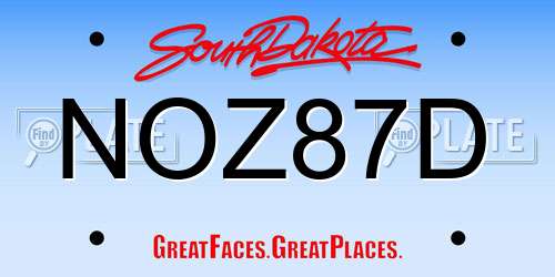 NOZ87D South Dakota License Plate