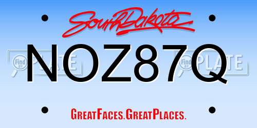NOZ87Q South Dakota License Plate