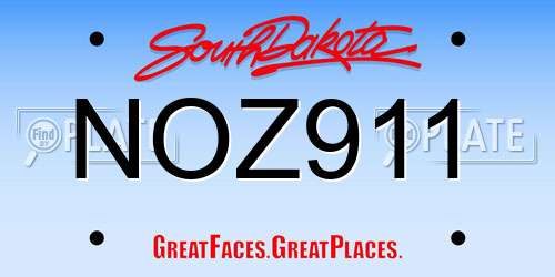 NOZ911 South Dakota License Plate