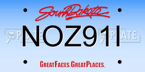 NOZ91I South Dakota License Plate