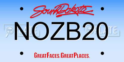 NOZB20 South Dakota License Plate