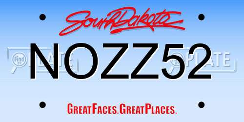 NOZZ52 South Dakota License Plate
