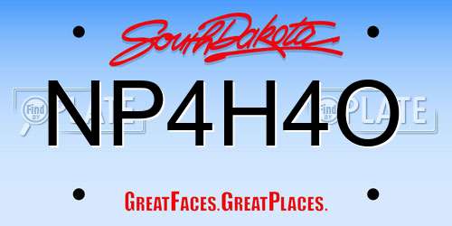 NP4H4O South Dakota License Plate