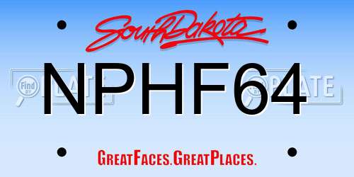 NPHF64 South Dakota License Plate