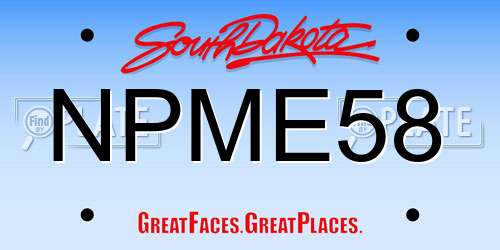 NPME58 South Dakota License Plate
