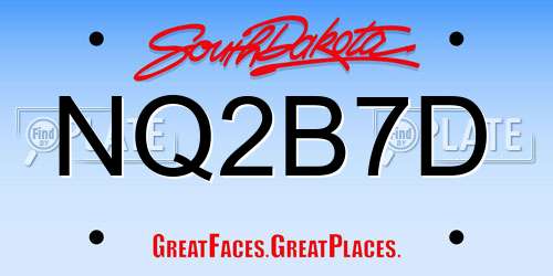NQ2B7D South Dakota License Plate