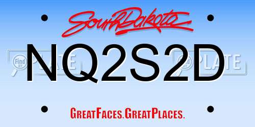 NQ2S2D South Dakota License Plate