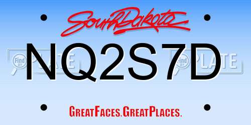 NQ2S7D South Dakota License Plate