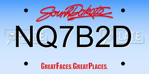 NQ7B2D South Dakota License Plate