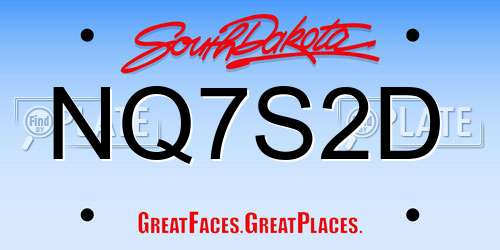 NQ7S2D South Dakota License Plate
