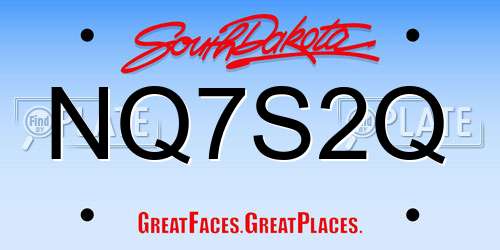 NQ7S2Q South Dakota License Plate