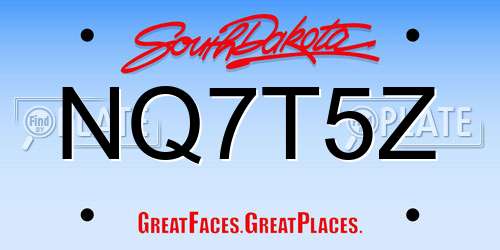 NQ7T5Z South Dakota License Plate
