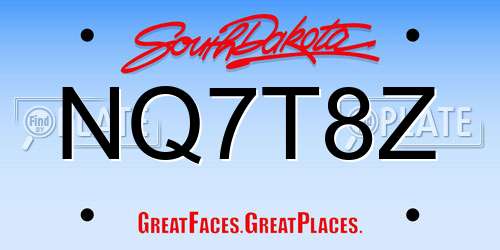 NQ7T8Z South Dakota License Plate