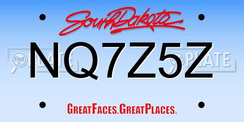 NQ7Z5Z South Dakota License Plate