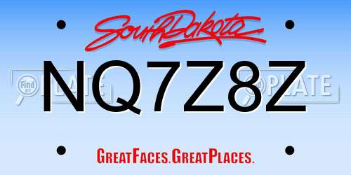 NQ7Z8Z South Dakota License Plate