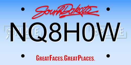 NQ8H0W South Dakota License Plate