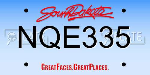 NQE335 South Dakota License Plate