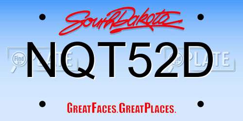 NQT52D South Dakota License Plate