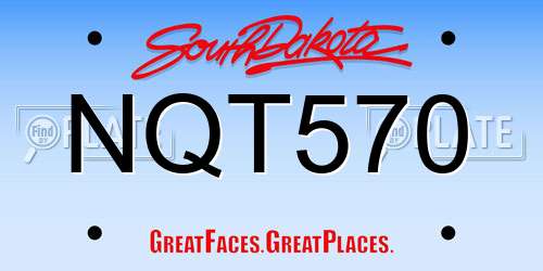 NQT570 South Dakota License Plate