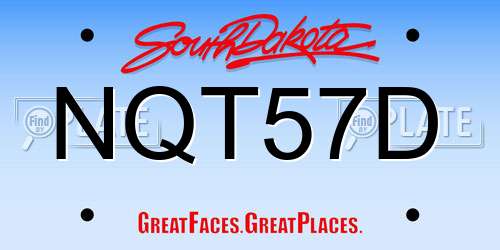 NQT57D South Dakota License Plate