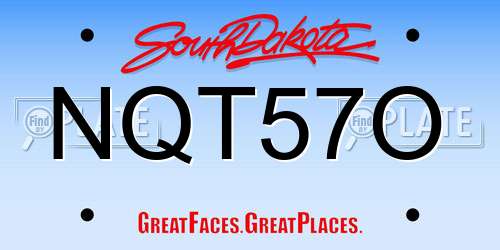 NQT57O South Dakota License Plate