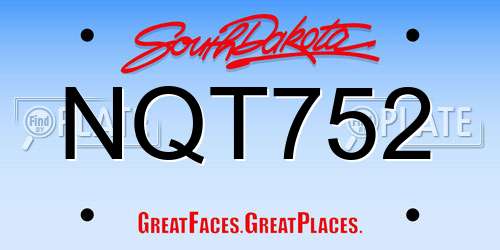 NQT752 South Dakota License Plate