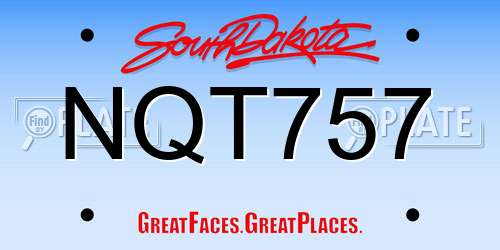 NQT757 South Dakota License Plate