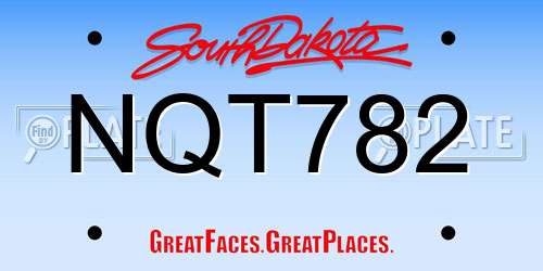NQT782 South Dakota License Plate