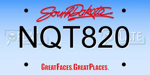 NQT820 South Dakota License Plate