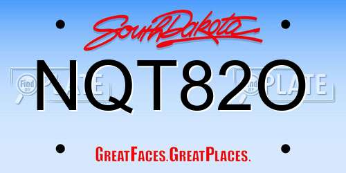 NQT82O South Dakota License Plate