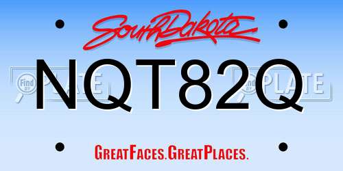 NQT82Q South Dakota License Plate