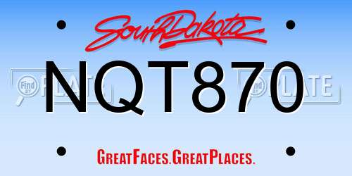 NQT870 South Dakota License Plate