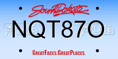 NQT87O South Dakota License Plate
