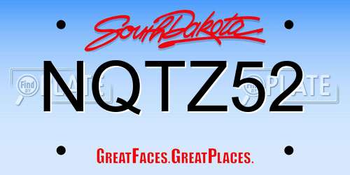 NQTZ52 South Dakota License Plate
