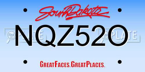 NQZ52O South Dakota License Plate