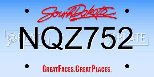 NQZ752 South Dakota License Plate