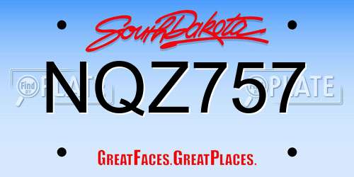 NQZ757 South Dakota License Plate