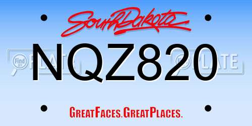 NQZ820 South Dakota License Plate