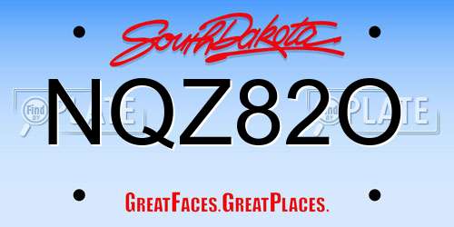 NQZ82O South Dakota License Plate