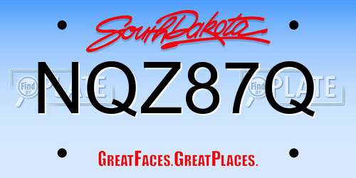 NQZ87Q South Dakota License Plate