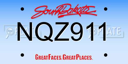 NQZ911 South Dakota License Plate