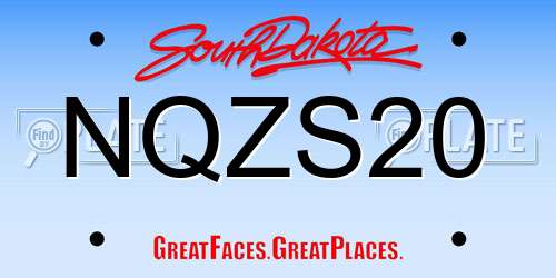NQZS20 South Dakota License Plate