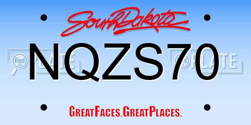 NQZS70 South Dakota License Plate