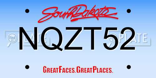 NQZT52 South Dakota License Plate