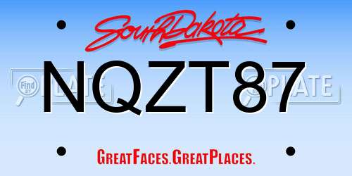 NQZT87 South Dakota License Plate