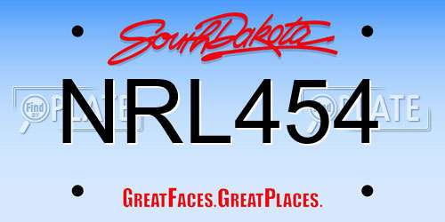 NRL454 South Dakota License Plate
