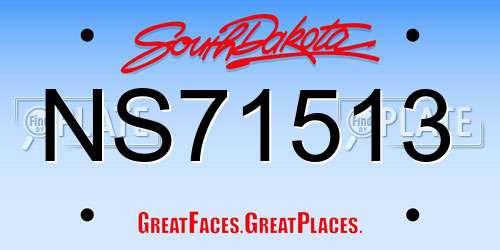 NS71513 South Dakota License Plate
