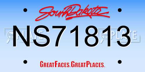 NS71813 South Dakota License Plate